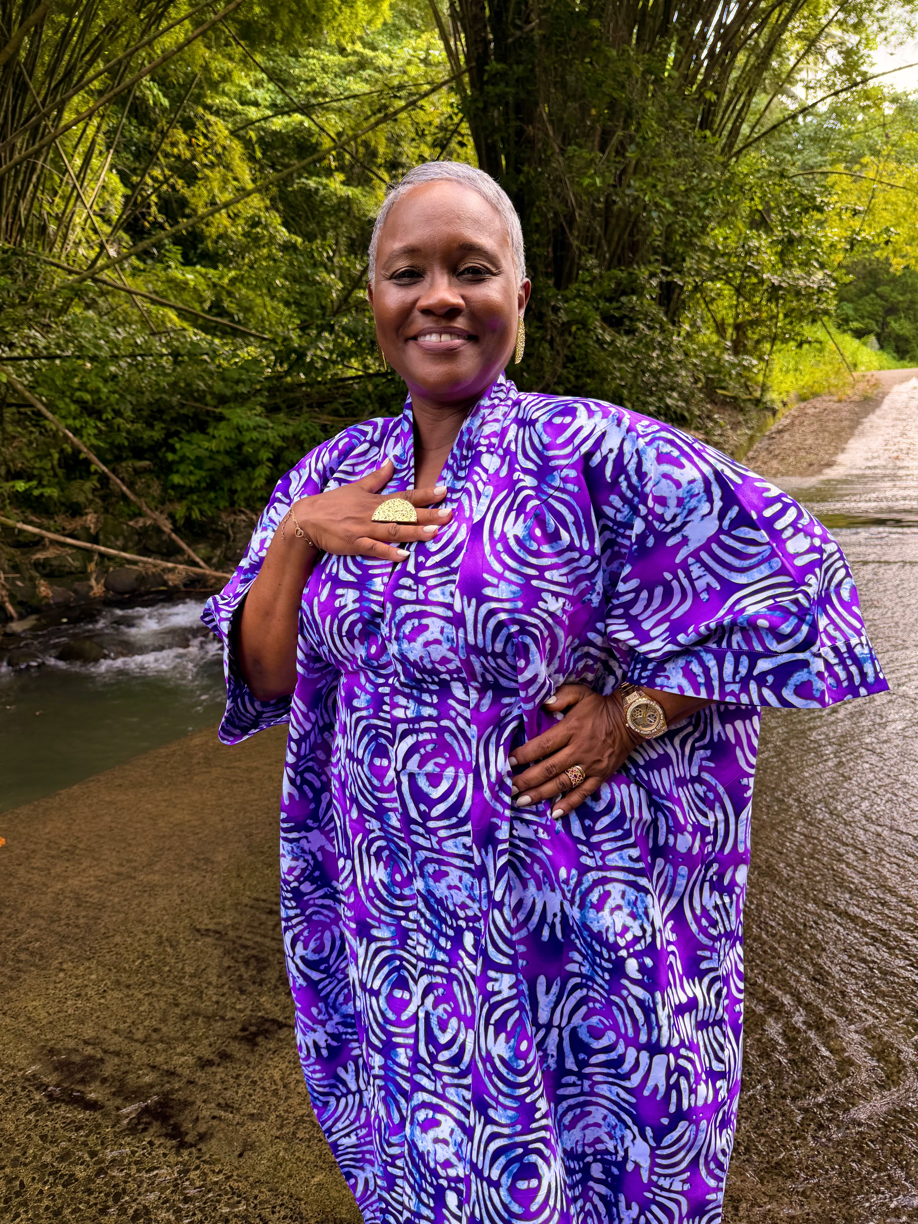 Robe longue en batik coton - Violet