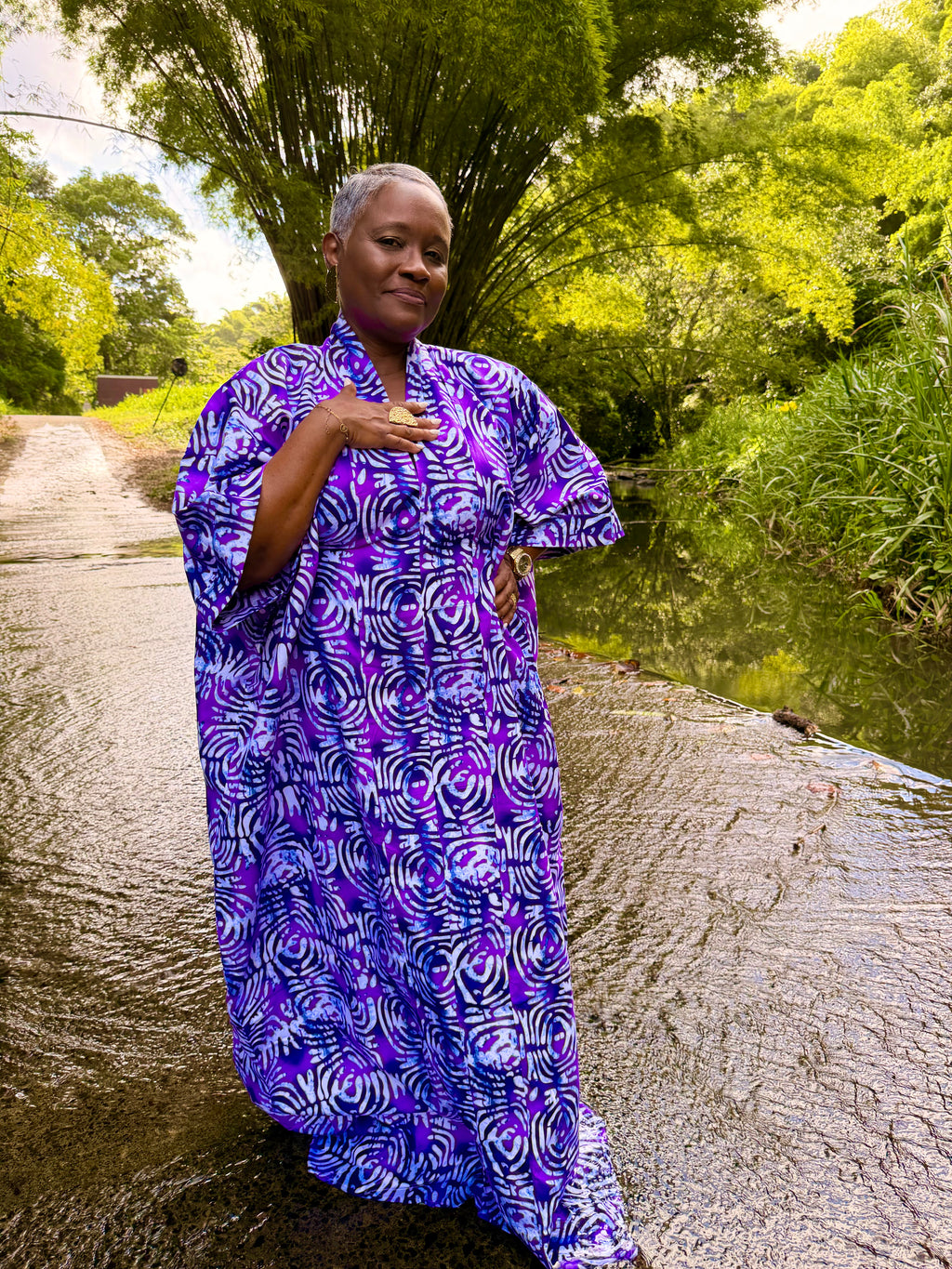 Robe longue en batik coton - Violet
