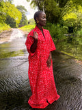 Robe longue en batik coton - Rouge
