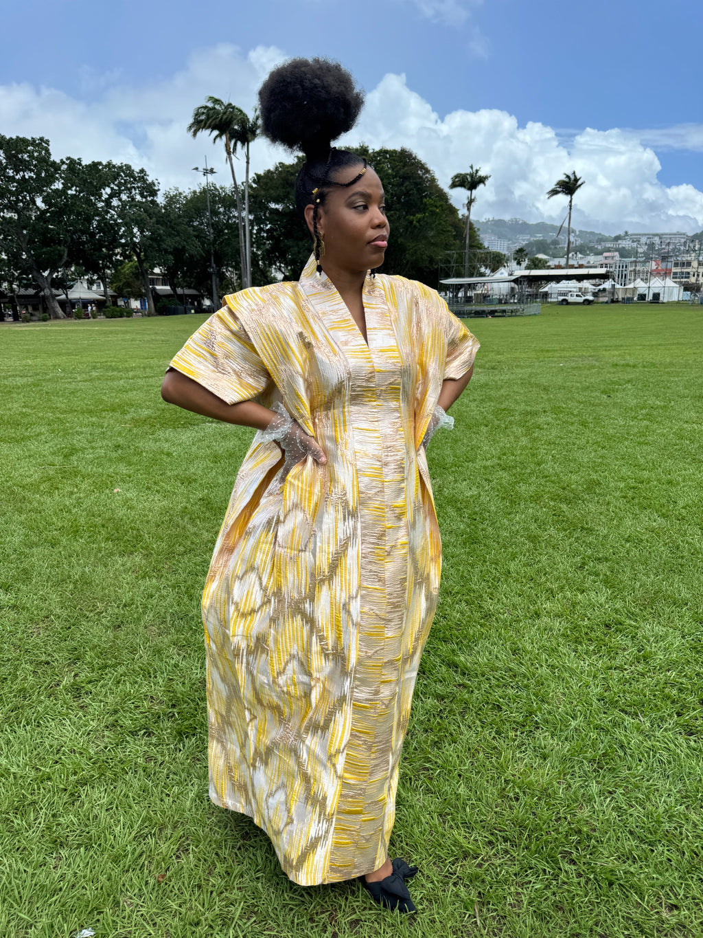 Brocart Lady Anne - jaune motif chiné