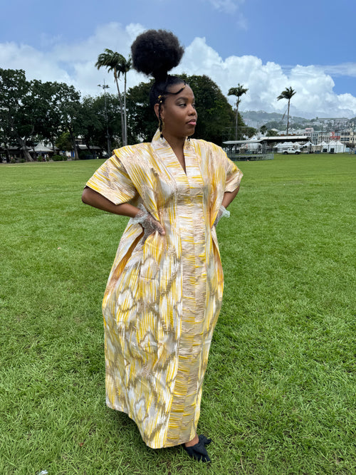 Brocart Lady Anne - jaune motif chiné