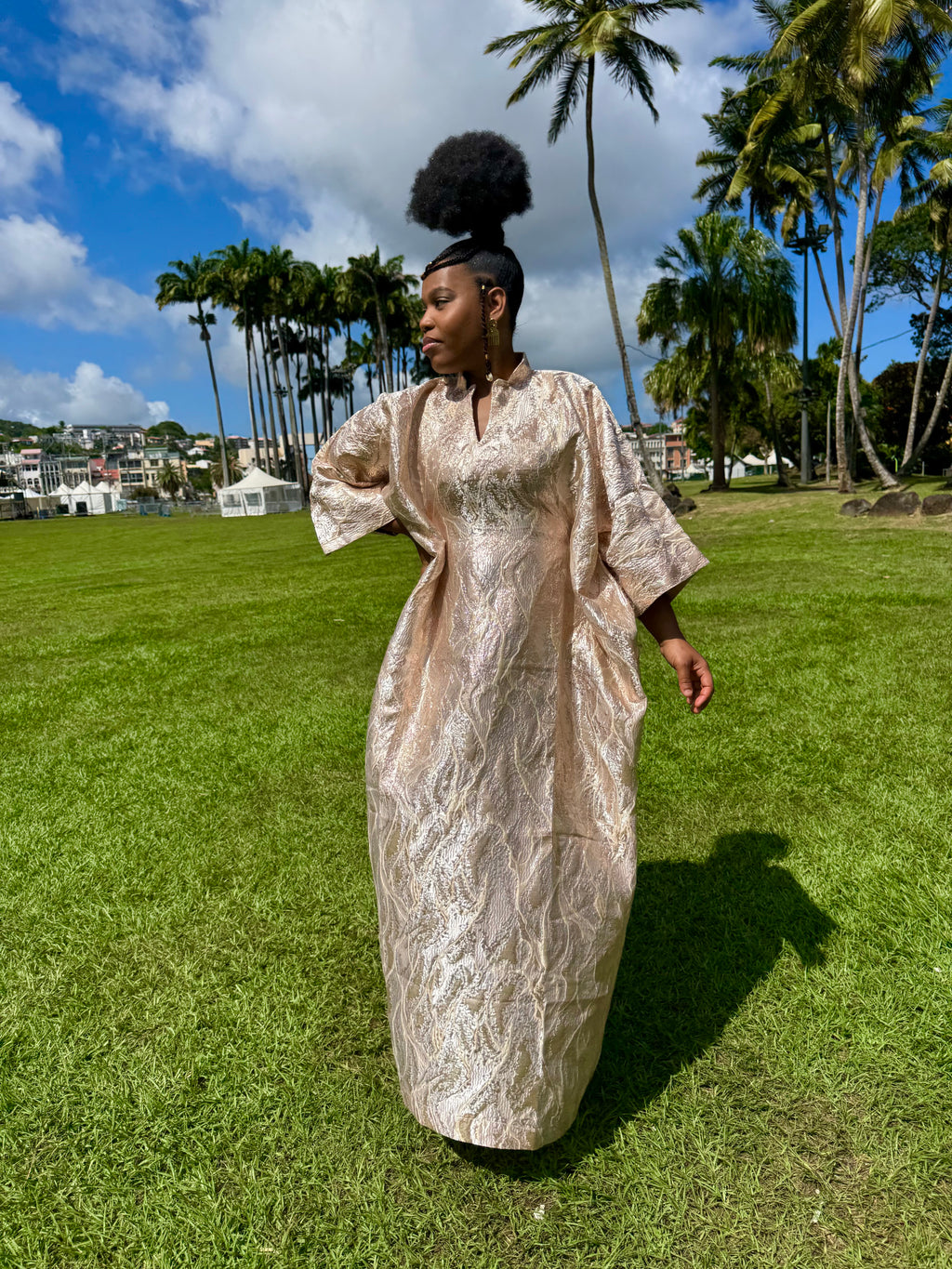 Brocart Lady Violet - Ivoire et or