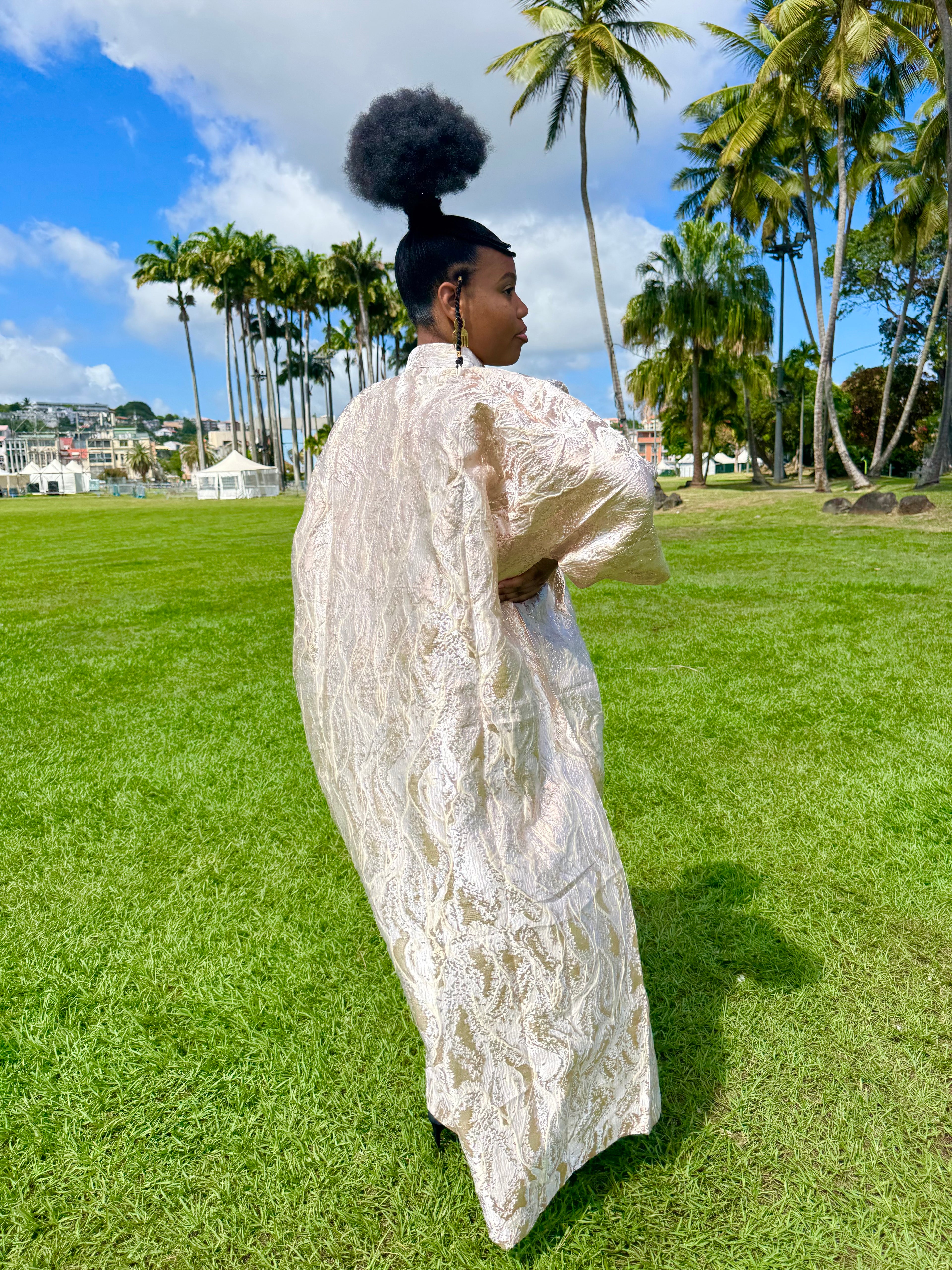 Brocart Lady Violet - Ivoire et or