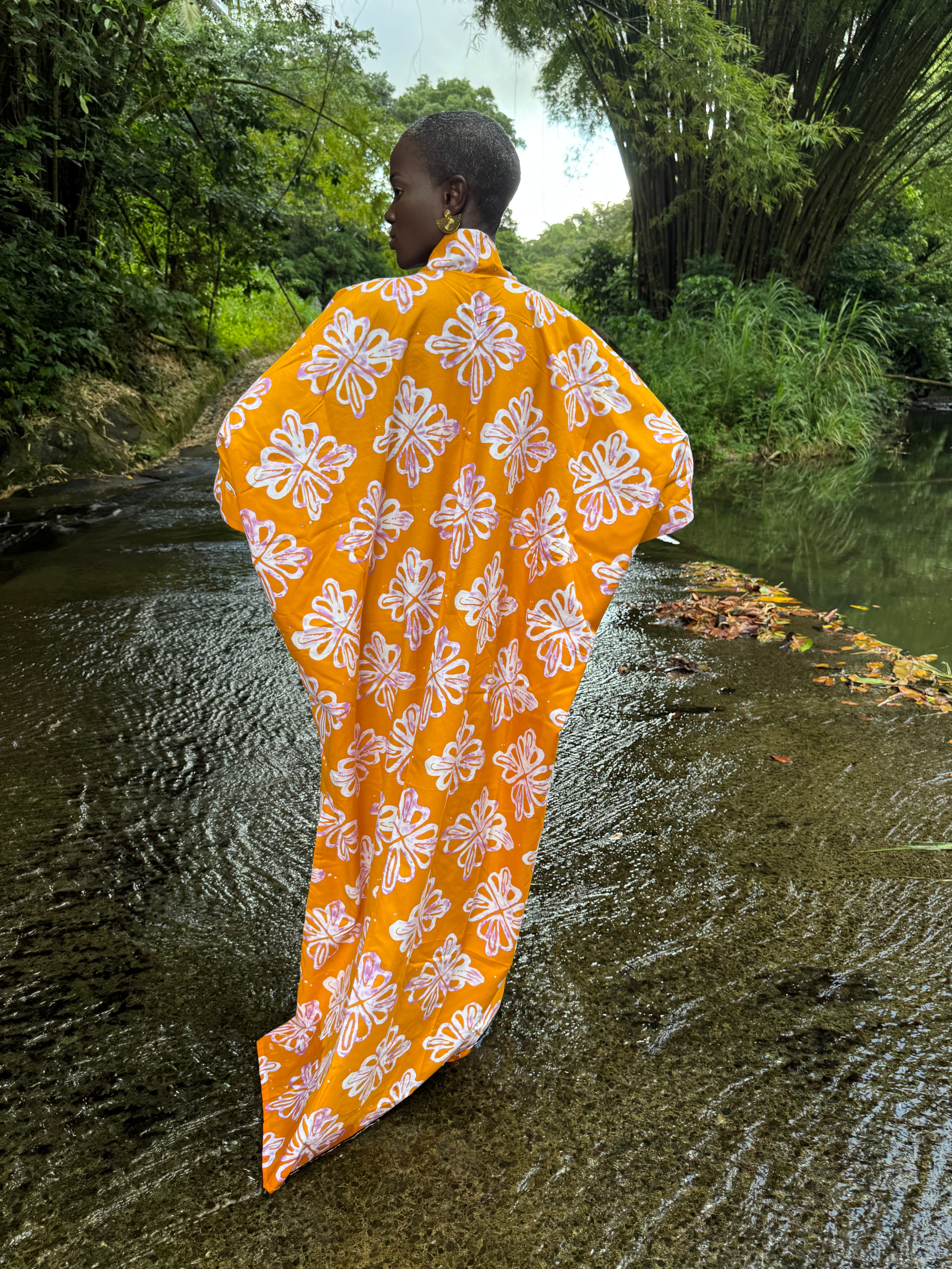 Robe longue en batik coton - Orange