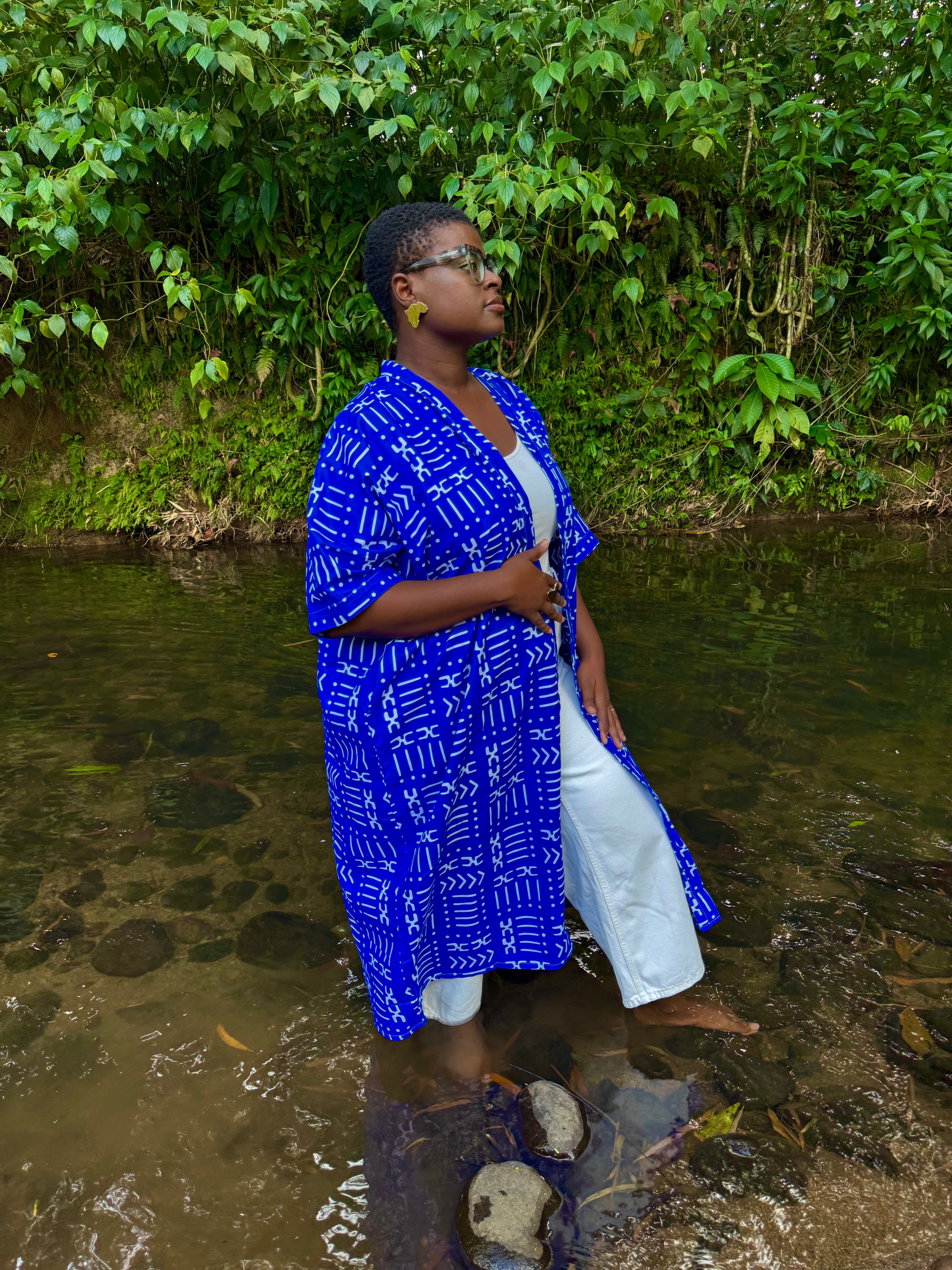 Kimono mi-long - Bleu
