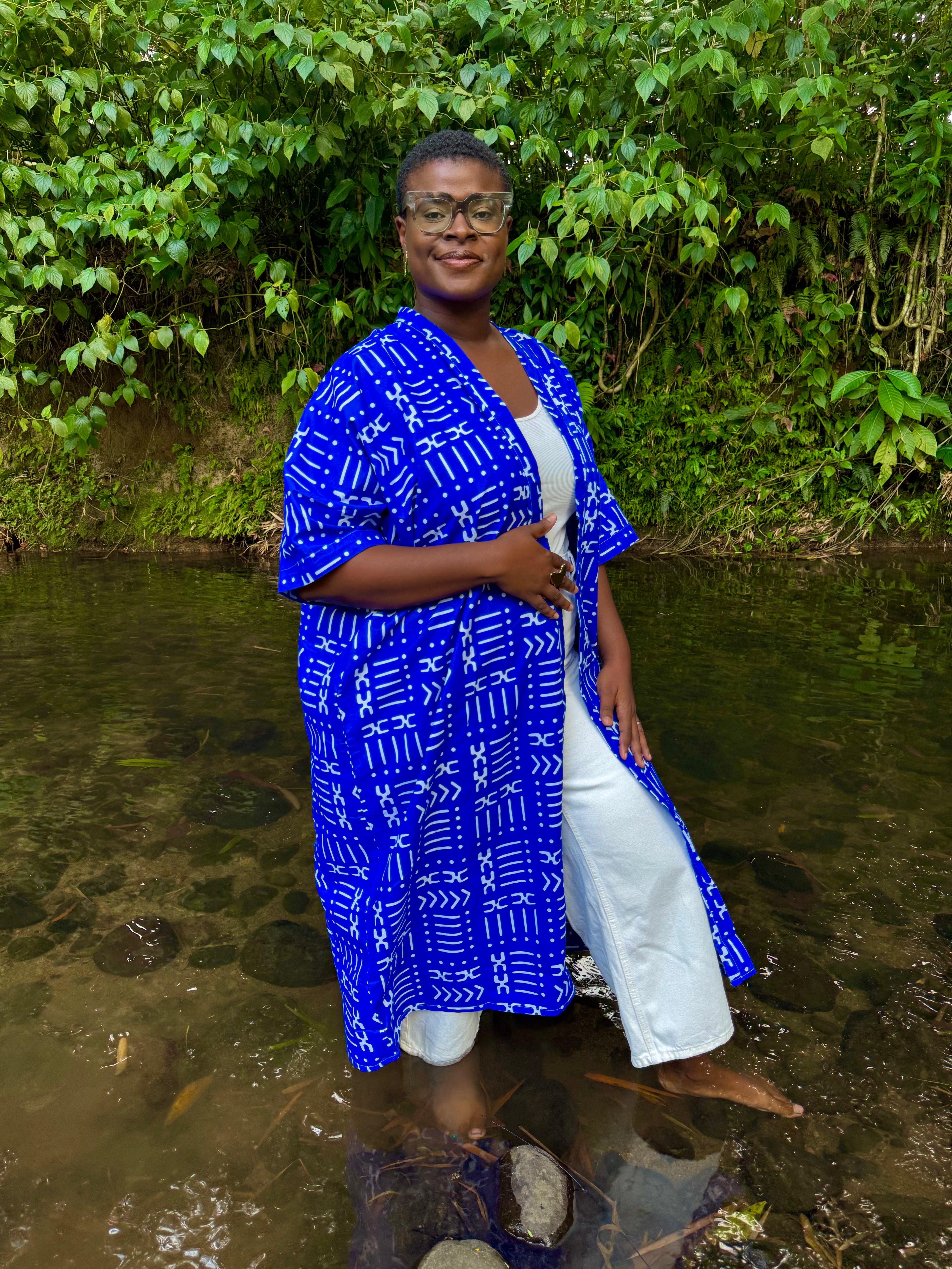 Kimono mi-long - Bleu