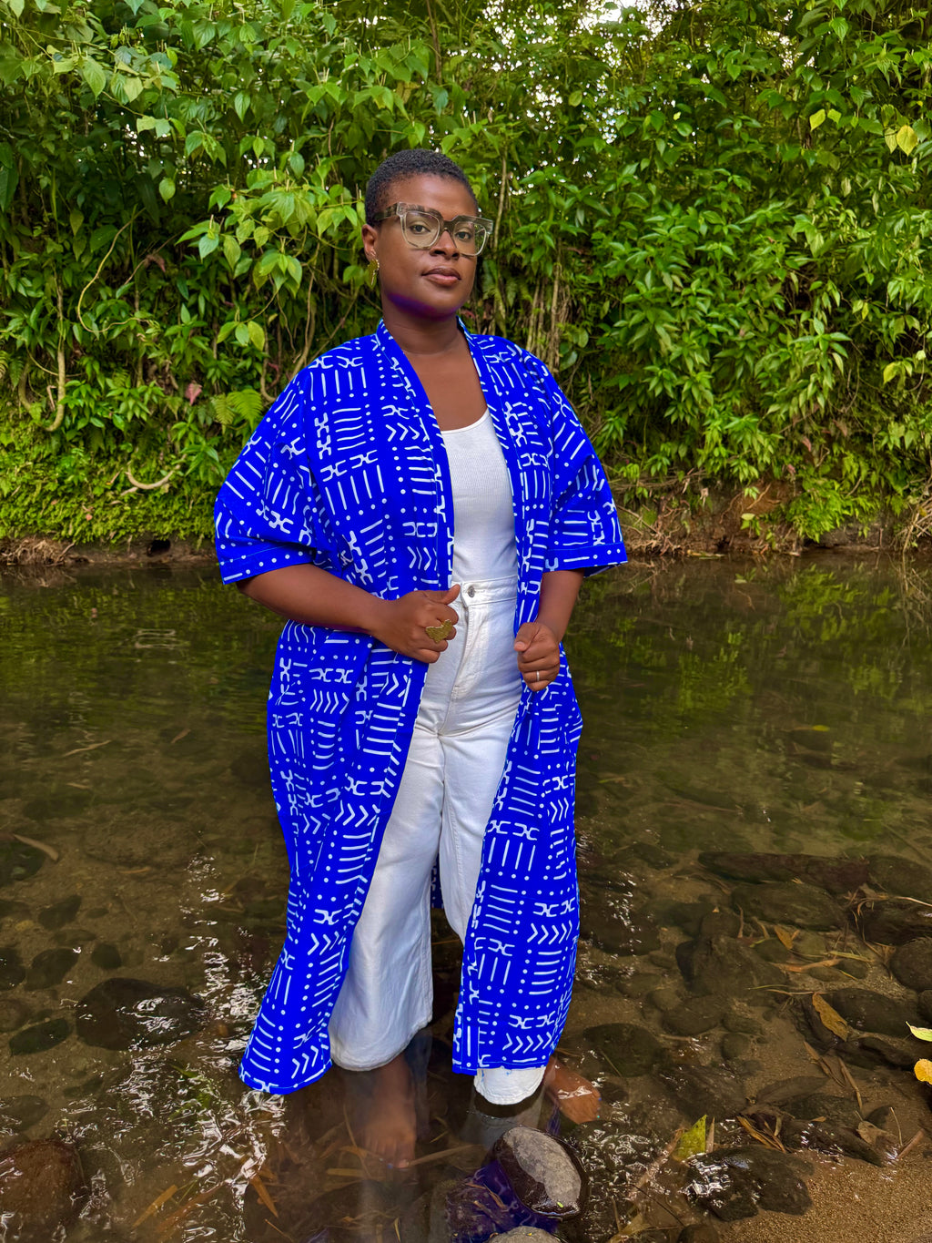 Kimono mi-long - Bleu