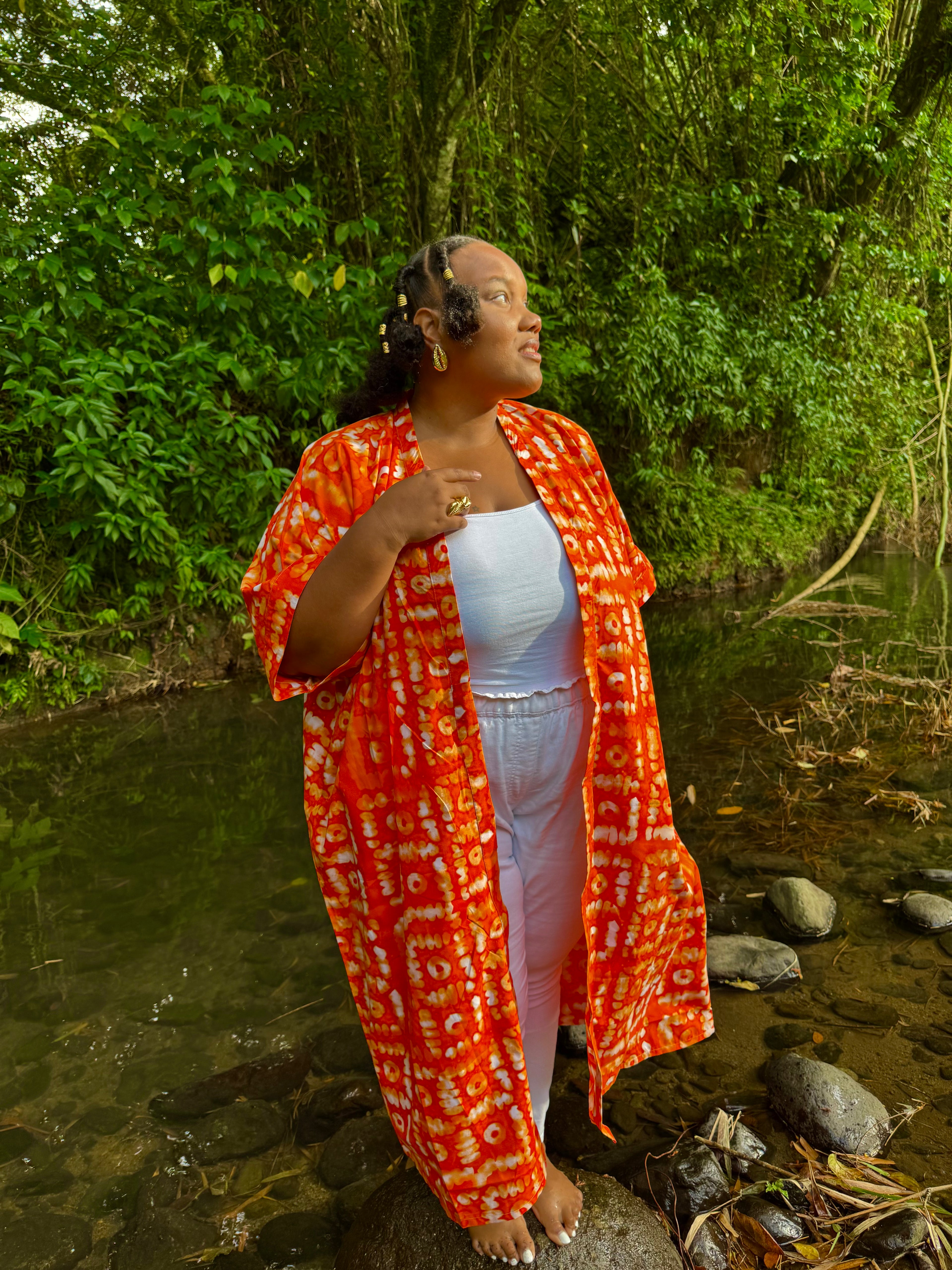 Kimono mi-long - Orange