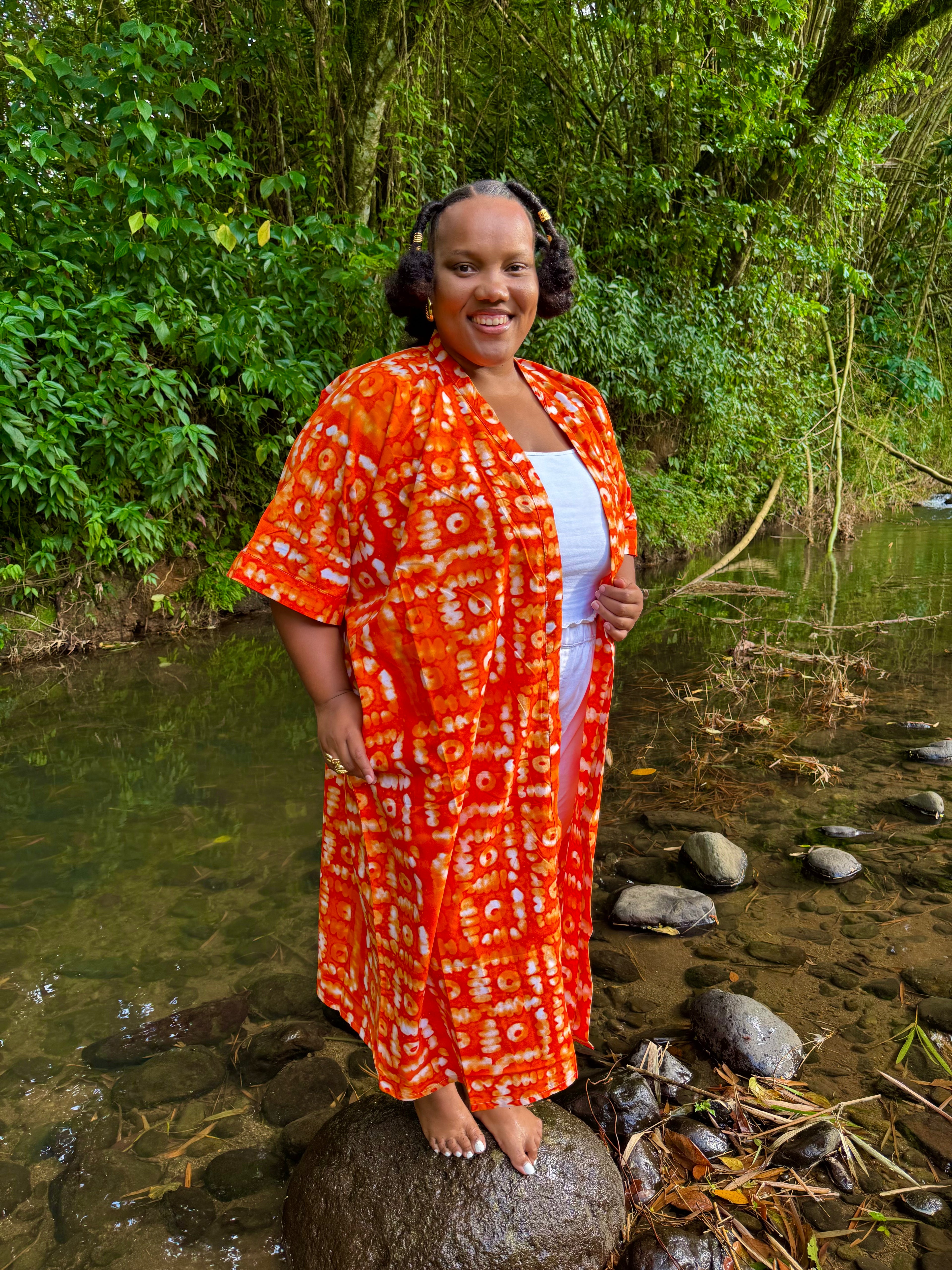 Kimono mi-long - Orange