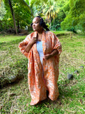 Kimono long en brocart - orange