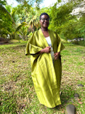 Kimono long en mikado - vert anis