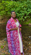Kimono long en batik - Rose et violet