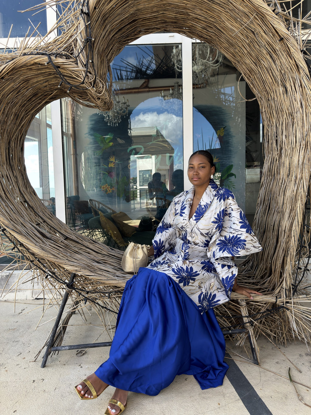 Brocart Silk - bleu et argent