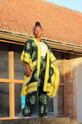 Ensemble kimono mi-long + pantalon - vert