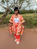 Ensemble kimono mi-long + pantalon - orange
