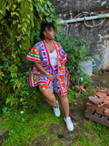 Ensemble kimono mi-long + short - multicolor