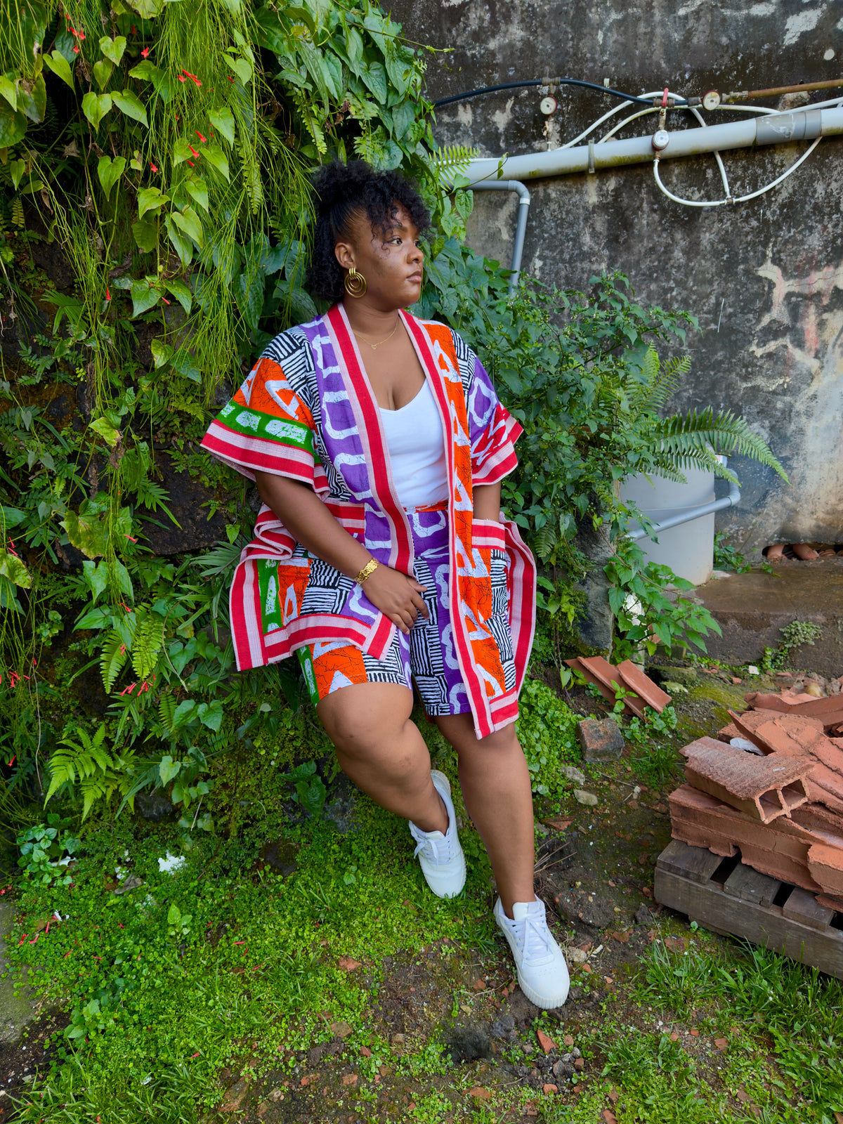 Ensemble kimono mi-long + short - multicolor