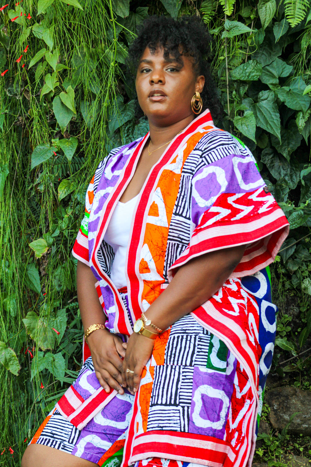 Ensemble kimono mi-long + short - multicolor